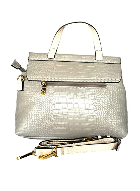 Paris Hilton Zipper Pocket Magnetic PU Leather Handbag with Shoulder Strap for Women, Grey