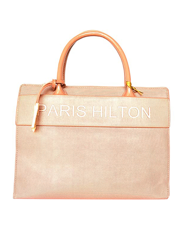 Paris Hilton Zipper PU Leather Handbag with Shoulder Strap for Women, A21012-PH, Pink