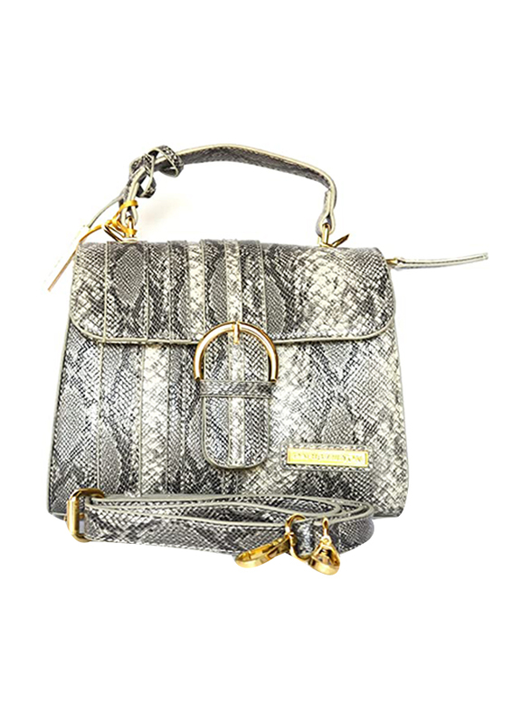 Paris Hilton Zipper Pocket Magnetic PU Leather Handbag with Shoulder Strap for Women, A21015-PH, Grey