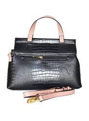 Paris Hilton Zipper Pocket Magnetic PU Leather Handbag with Shoulder Strap for Women, Black