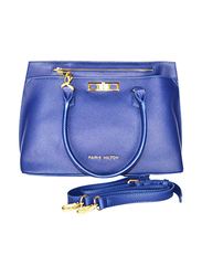Paris Hilton Zipper Pocket Magnetic PU Leather Handbag with Shoulder Strap for Women, M29618-PH, Navy Blue