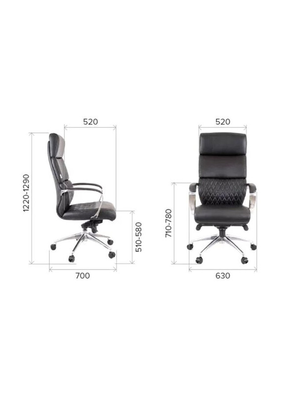 Breedge Premium President Natural Leather Executive Office Chair, Black