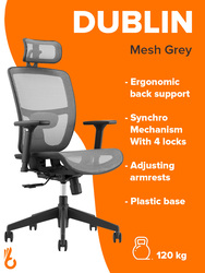 Breedge Dublin Mesh Office Chair, Grey