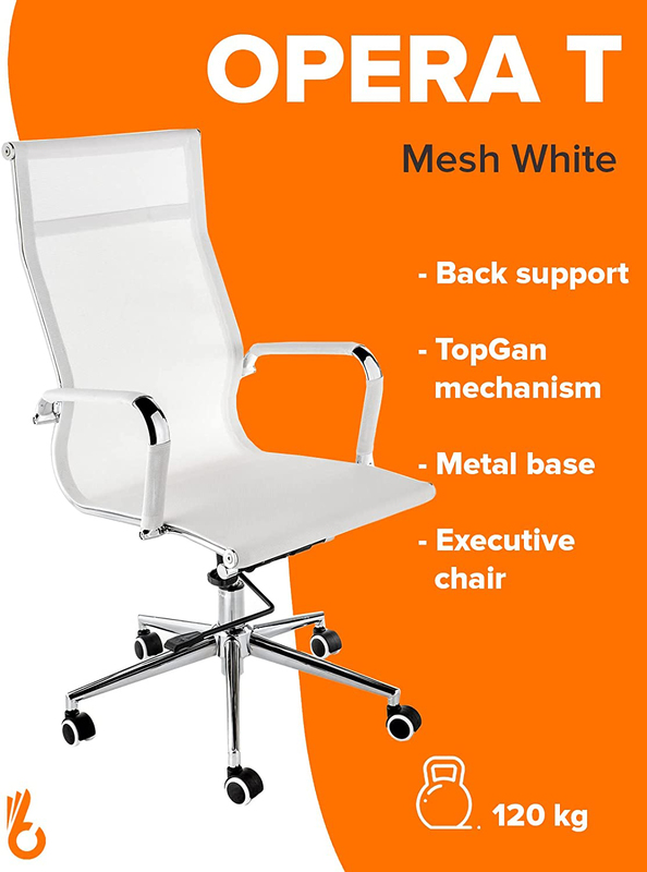 Breedge Opera T-Mesh Executive Office Chair, White