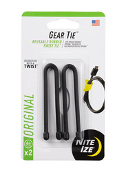 Nite Ize 6-Inch Reusable Rubber Twist Gear Tie, 2 Pieces, Black