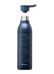 Aladdin 0.6 Ltr Cityloop Thermavac Stainless Steel Water Bottle, Deep Navy Wave Print
