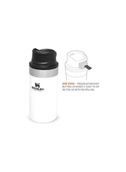 Stanley 0.25 Ltr Trigger Action Stainless Steel Travel Mug, Polar White