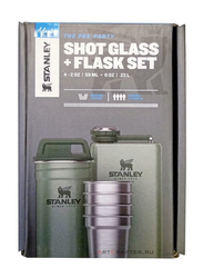 Stanley 4-Piece Adventure Stainless Steel Pre-Party Shot Glass & Flask Set, Hammertone Green