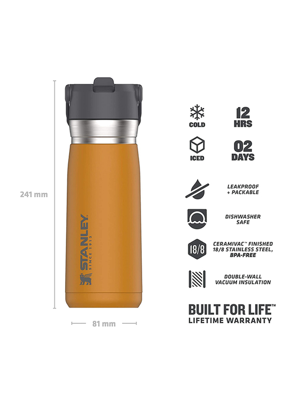 Stanley 22oz IceFlow Stainless Steel Water Bottle with Flip Straw, Saffron