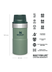 Stanley 0.25 Ltr Trigger Action Stainless Steel Travel Mug, Hammertone Green