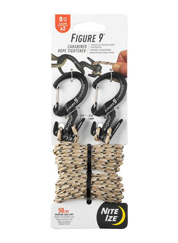 

Nite Ize 8-Feet Figure 9 Carabiner Rope Tightener, 2 Pieces, Black