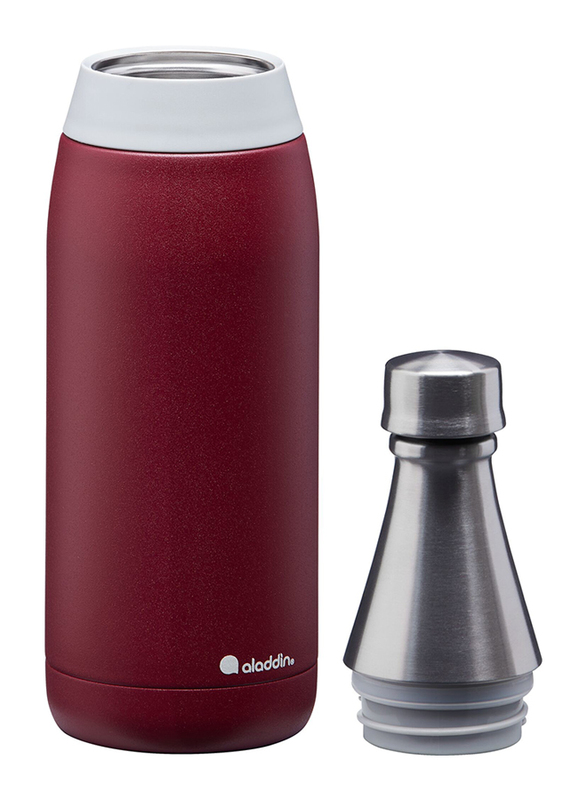 Aladdin 0.6 Ltr Fresco Thermavac Stainless Steel Water Bottle, Burgundy Red