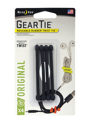 Nite Ize 3-Inch Reusable Rubber Twist Gear Tie, 4 Pieces, GT3-4PK-01, Black