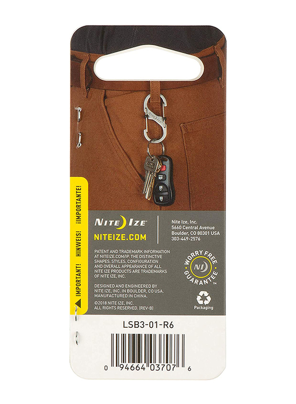 Nite Ize Size-3 Stainless Steel Slide Lock S-Biner, LSB3-01-R6, Black