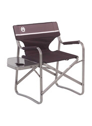 Coleman Aluminium Deck Chair With Side Table, Brown
