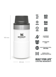 Stanley 0.25 Ltr Trigger Action Stainless Steel Travel Mug, Polar White