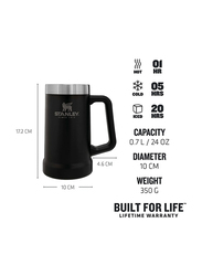 Stanley 0.7 Ltr Adventure Vacuum Stainless Steel Beer Stein, Matte Black