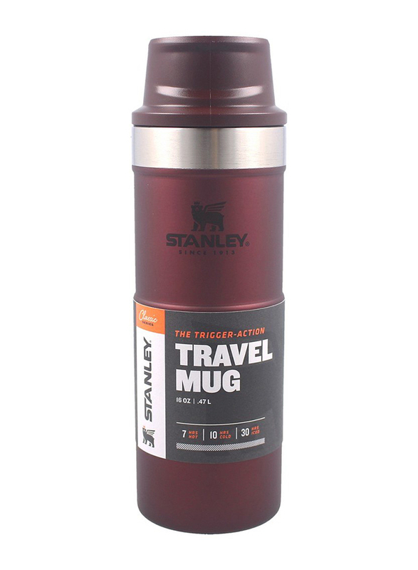 Stanley 0.47 Ltr Classic Trigger Action Stainless Steel Travel Mug, Wine