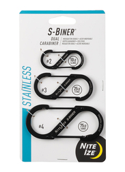 Nite Ize 3-Piece S-Biner Stainless Steel Double Gated Carabiner Set, Black