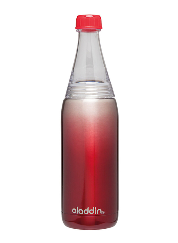Aladdin 0.6 Ltr Stainless Steel Fresco Twist & Go Thermavac Water Bottle, Red