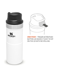 Stanley 0.35 Ltr Trigger Action Stainless Steel Travel Mug, Polar White