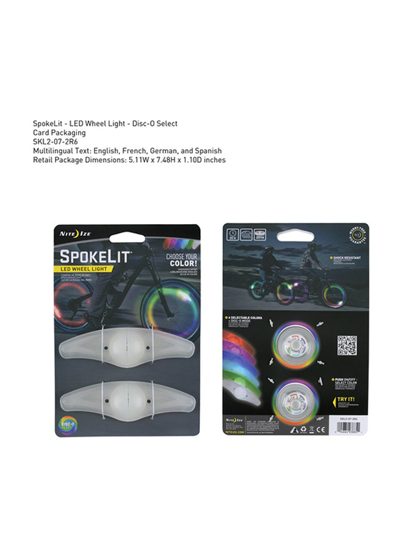 Nite Ize Spokelit LED Wheel Light, 2 Piece, Multicolour