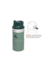 Stanley 0.25 Ltr Trigger Action Stainless Steel Travel Mug, Hammertone Green