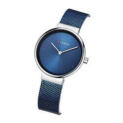 Curren Analog Quartz Watch for Women with Stainless Steel Band, Water Resistant, Blue