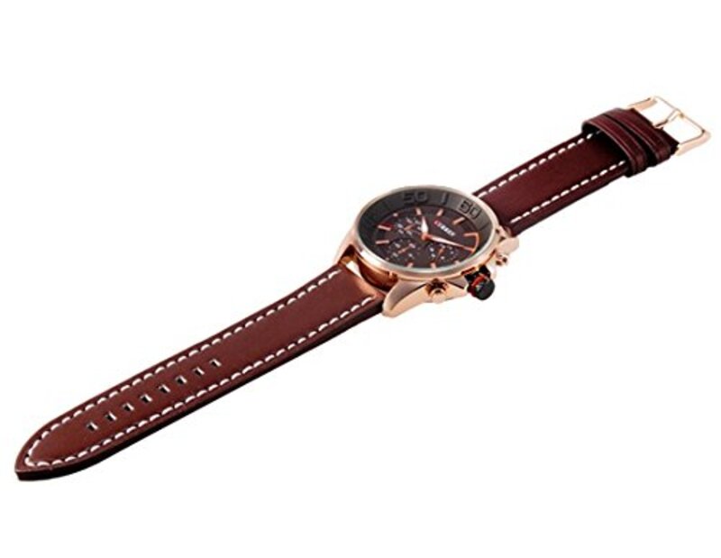 Curren 8187 Analog Watch for Men with Leather Band, Brown