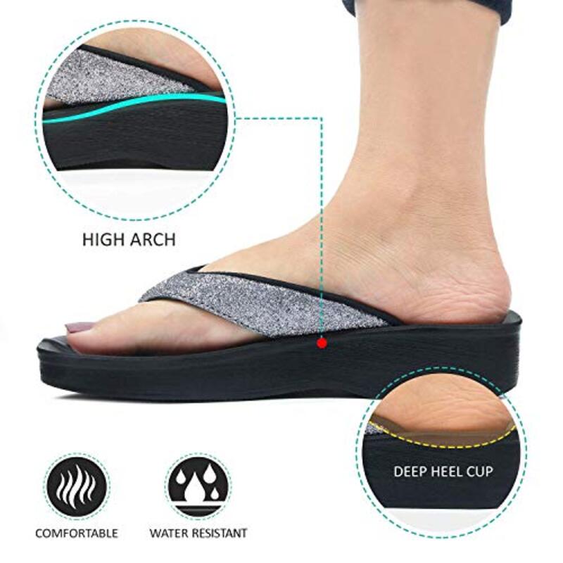 Aerosoft Glitter Thong Beach Wear Summer Arch Support Flip Flops for Women