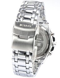 Curren Analog Watch for Men with Stainless Steel Band, Silver-Black