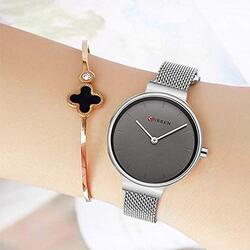 Curren Analog Watch for Women with Stainless Steel Band, Grey