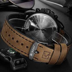 Curren Analog Watch for Men with Leather Band, Water Resistance, Brown