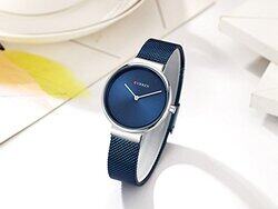 Curren Analog Quartz Watch for Women with Stainless Steel Band, Water Resistant, Blue