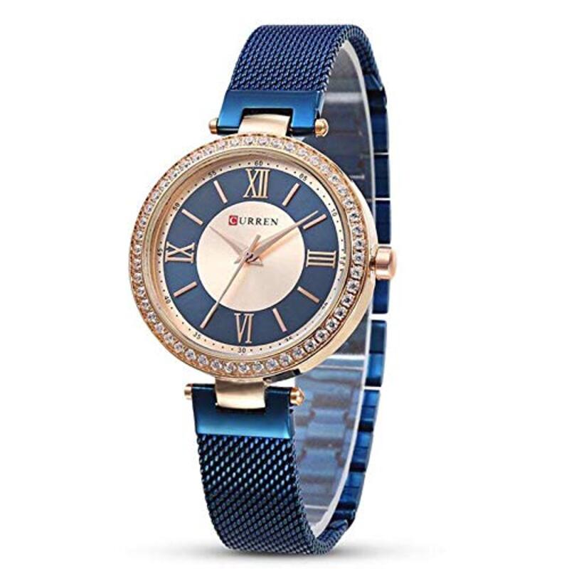 Curren Analog Watch for Women with Stainless Steel, Blues