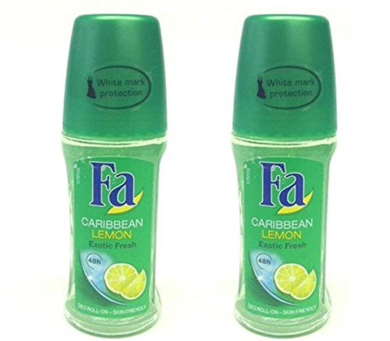 Fa Caribbean Lemon Exotic Fresh Deodorant Roll On, 50ml, 2 Piece