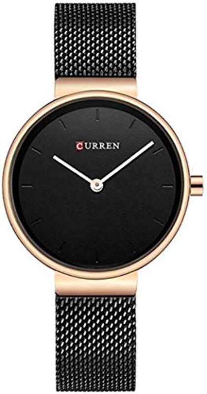 Curren Analog Watch for Women with Stainless Steel Band, Water Resistant, Black