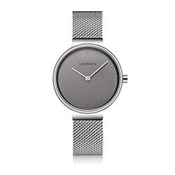 Curren 9016 Analog Watch for Women with Stainless Steel Band, Water Resistant, Grey