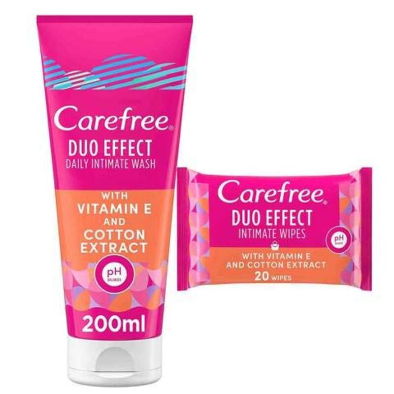 Carefree Green Tea & Aloe Vera Daily Intimate Wash & Wipes, 200ml + 20 Wipes, 2 Piece