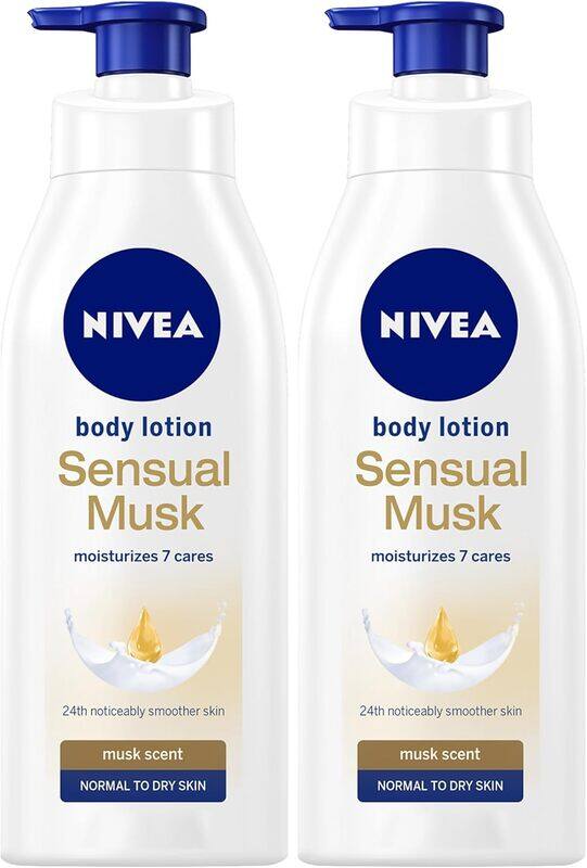 

NIVEA Body Lotion Sensual Musk, Musk Scent, Normal to Dry Skin, Pack of 2, each 400ml, Packaging may vary