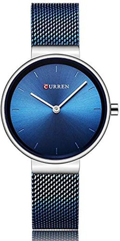 Curren Analog Watch for Women with Stainless Steel Band, Water Resistant, Blue