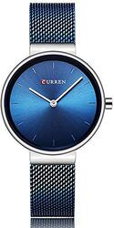 Curren Analog Watch for Women with Stainless Steel Band, Water Resistant, Blue