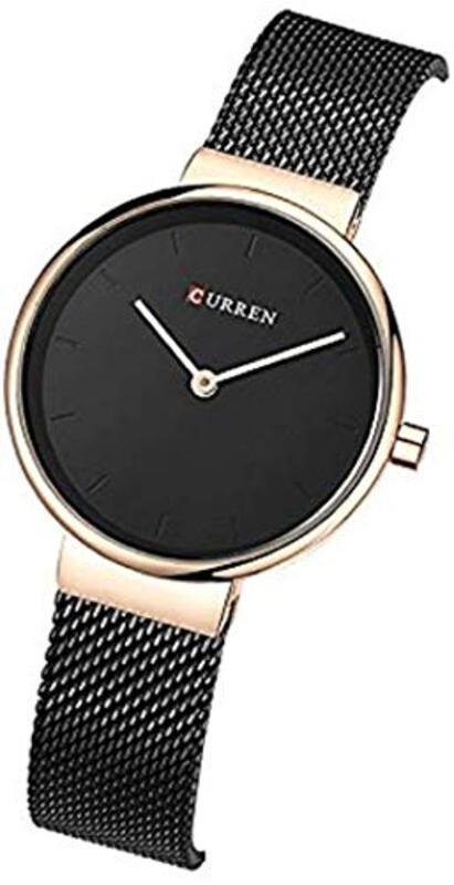 Curren Analog Watch for Women with Stainless Steel Band, Water Resistant, Black