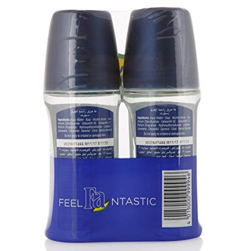 Fa Sport Energizing Fresh 48h Antiperspirant Roll On, 50ml, 2 Piece