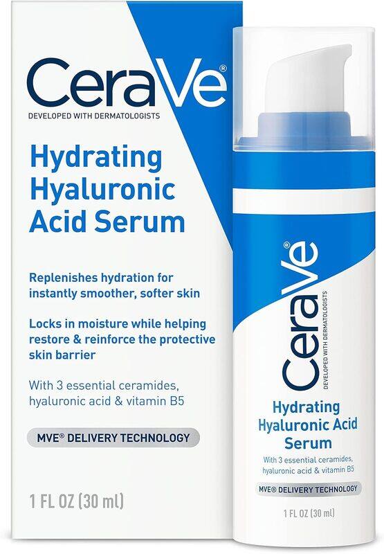 

Cerave Hyaluronic Acid Serum for Face with Vitamin B5 and Ceramides, Hydrating Face Serum for Dry Skin, Fragrance Free, 1 Ounce, 30ml