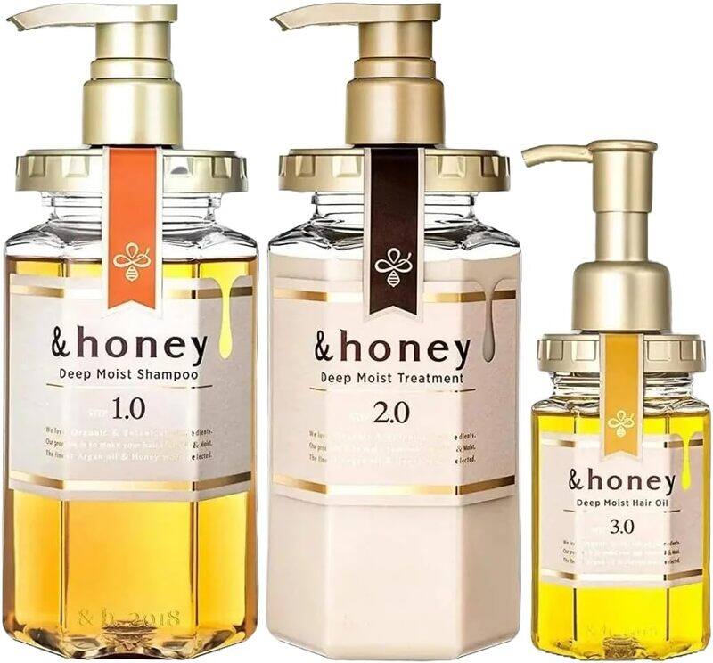 

&Honey Deep Moist Shampoo 440 ML, Treatment 440 ML & Hair Oil 100 ML Hair Care Set