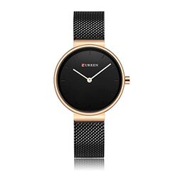 Curren Analog Watch for Women with Stainless Steel Band, Black