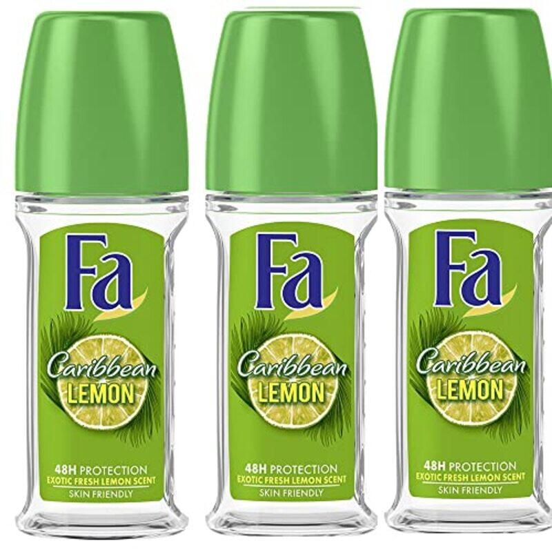 

Fa Caribbean Lemon Deodorant Roll On, 3 Piece