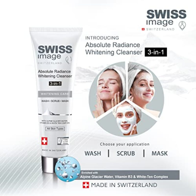 Swiss Image 3-in-1 Whitening Care Face Wash, Face Scrub and Face Mask, 100ml, 2 Pieces