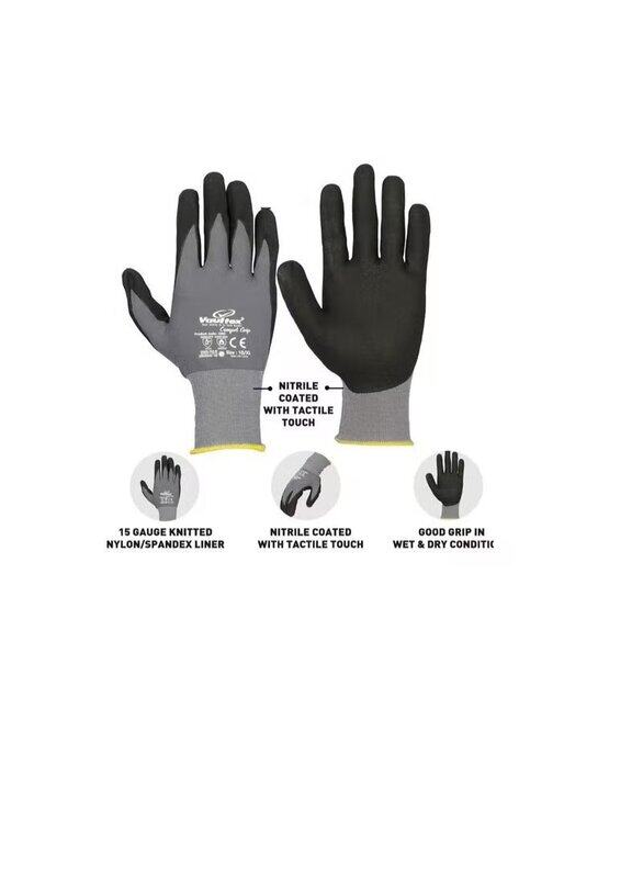 

Vaultex Nitrile Foam Coated Gloves, ORD, Black/Grey/Yellow, 24 Pieces